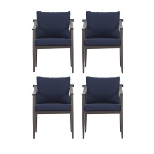 New Classic Furniture,Moana Metal Patio Side Chair in Brown/Blue (Set of 4) - 1 of 4