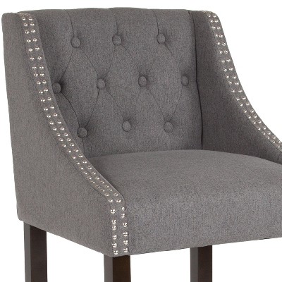 Elegant Saddle-Style 32" Dark Gray and Walnut Leather Barstool