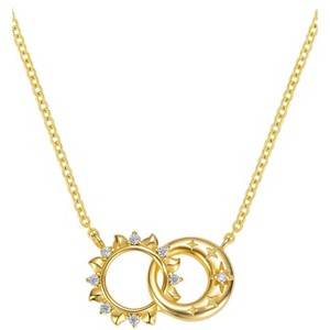 Molenia Sun Moon Star Necklace for Women: 14K Gold Plated Gemstone Crescent Pendant Celestial Necklace Trendy Dainty Jewelry Birthday Anniversary - 1 of 4