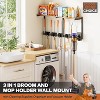 Broom Holder Wall Mount with Cleaning Supplies Organizer, Laundry Room Organization Hooks - 2 of 4