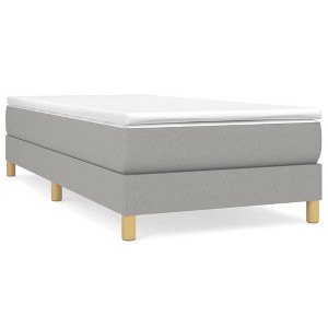 vidaXL Twin Size Box Spring Bed Frame - Light Gray Fabric - Robust Plywood and Engineered Wood Construction - California Prop 65 Compliant - 1 of 4