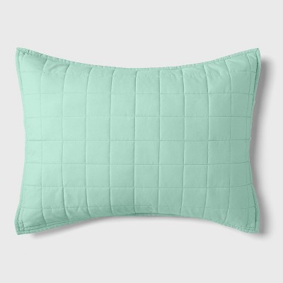 Image of Box Stitch Microfiber Kids' Sham Mint - Pillowfort™