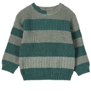 MiniMoi Boys 2-Tone Striped Cotton Rich Knit Pullover Sweater - 1 of 3
