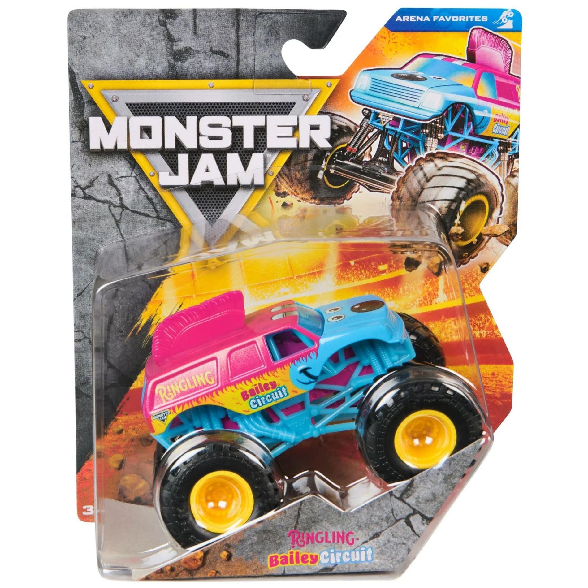 Monster Jam 2025 Ringling Bailey Circuit 1:64 Die-Cast Truck – Series 44 Arena Favorites with BKT Tires, Ages 3+