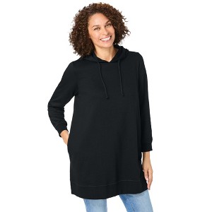Woman Within Longer-Length Hoodie Sweatshirt. - 1 of 4
