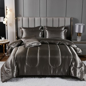Satin Comforter Set with Sheet Set – 8-Piece Silk-Like Bed in a Bag, Luxury Soft Microfiber Bedding with Cushion Cover - 1 of 4
