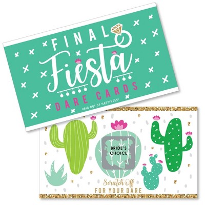 Big Dot of Happiness Final Fiesta - Last Fiesta Bachelorette Party Game Scratch Off Dare Cards - 22 Count