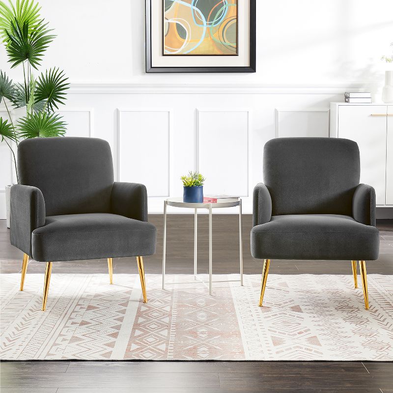 Set of 2 Rosa Transitional Comfy Living Room Armchair with Metal Legs | ARTFUL LIVING DESIGN, 2 of 9