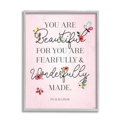 Stupell Industries Wonderfully Made Faith Based Psalm Floral Pink