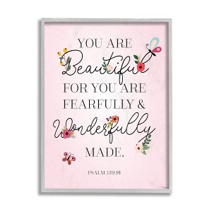 Stupell Industries Wonderfully Made Faith Based Psalm Floral Pink - 1 of 4