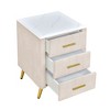 NicBex 16.3 inch Wide Nightstand with 3 Drawers,Modern Side Table with Metal Legs and Handles,Bedside Table for Bedroom,Living Room,Pink/Beige - 4 of 4