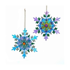 Kurt Adler Plastic Ornaments for Christmas Tree, Peacock Theme Snowflakes, Assorted (Pack of 2) - 1 of 1
