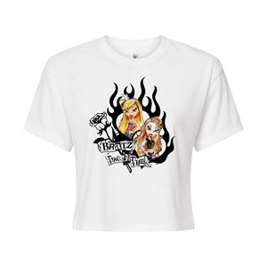 Women's - Bratz - Hearts & Flames in a Frame Cropped Graphic T-Shirt - 1 of 4
