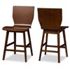 Set of 2 Elsa Mid - Century Modern Scandinavian Style Bent Wood Counter Height Barstool - "Walnut" Dark Brown - Baxton Studio - 3 of 4