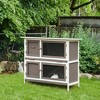 PawHut Wooden Bunny Hutch Rabbit Hutch Small Animals Habitat with Ramp, Removable Tray and Weatherproof Roof, Indoor/Outdoor - 3 of 4