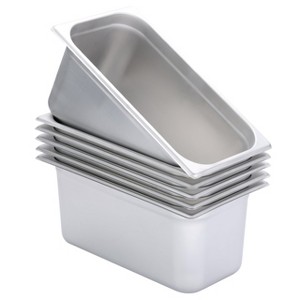 BIRDROCK HOME Stainless Steel Steam Table Pans, 1/3-Size, 6.2 qt, 24 Gauge Steel, 6" Depth, Meal Prep, Cooking & Food Storage (6 Pack) - 1 of 4