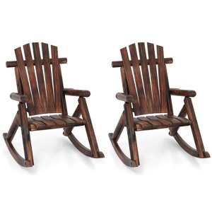 Costway 1/2 PCS Outdoor Adirondack Rocking Chair for Adults Solid Wood Porch Rocker Patio Chair - 1 of 4