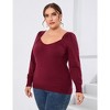 Womens Plus Size Knit Tops Long Sleeve Sweetheart Neck Sweaters Casual Tunic Tops - 2 of 4