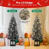4.5 FT Pre-Lit Artificial Christmas Tree with 200 Warm White LED Lights, Hinged Snow Flocked Branches, Red Berries, Lighting Potted Base, 8 Modes - 3 of 4