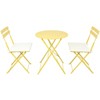 Racxily 3 Pieces Patio Bistro Balcony Metail Chair Table Set-Yellow - 4 of 4