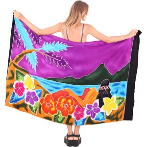 LA LEELA Women's Sarong Bikini Skirt Swimwear Cover up Bathing suit Summer Wraps Swimsuit Beach Wrap Coverups for Women One Size Purple, Tree - 1 of 4