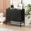 Vynxaria 31.5" Modern 2-Door Wooden Storage Cabinet - Black Accent Cabinet with Metal Legs and Two-Tier Storage for Living Room, Entryway, Dining Room - 2 of 4