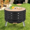 Garvee 26 Inch Outdoor Fire Pit with Removable Ash Pan and Fire Poker, Carbon Steel Firepit for Camping, Picnic, Backyard, Black - 2 of 4