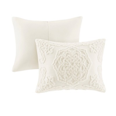 Ivory Cotton Chenille Medallion King/Cal King Duvet Cover Set