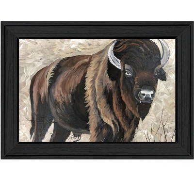 HomeRoots The Boss Bison Only Black Framed Print Wall Art