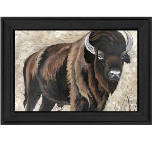 HomeRoots The Boss Bison Only Black Framed Print Wall Art - 1 of 4