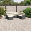 vidaXL 7 Piece Patio Sofa Set with Cushions - Black and Cream Without Table - 2 of 4