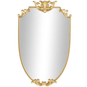 Olivia & May 34"x21" Metal Floral Shield Wall Mirror: Vintage Oval, No Assembly Required - 1 of 4