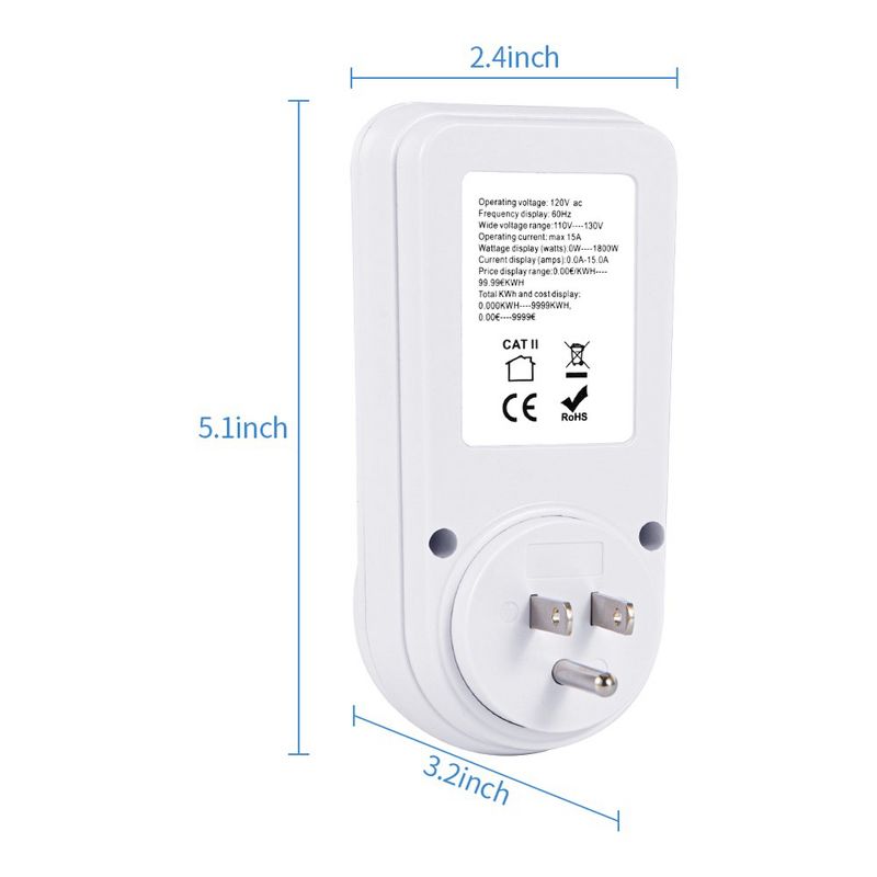 Watt Meter, Electricity Usage Monitor, Power Meter with Big LCD Display + Backlight, Power Consumption Monitor, Socket Meter, 2 of 3