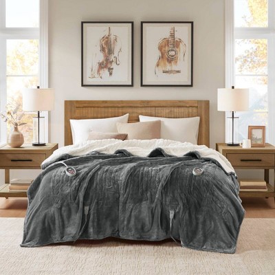 Cozy Comfort Queen-Sized Grey Knitted Reversible Heated Blanket