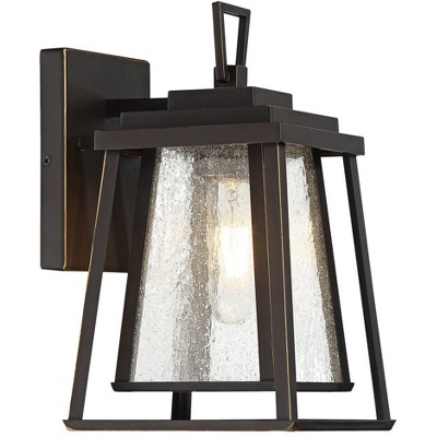 Minka Lavery Modern Outdoor Wall Light Fixture Dakota Bronze 11 1/2" Seedy Glass Shade for Post Exterior Deck Porch Yard Patio