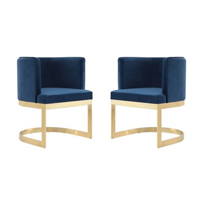 Set of 2 Aura Velvet Dining Chairs - Manhattan Comfort