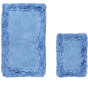 Shaggy Border Collection 2-Piece Bath Rug Set 100% Cotton Tufted Weave Ruffle Border Pattern Bathroom Rug for Machine Washable Bathmat - 1 of 4