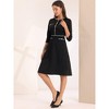 Hobemty Women's Elegant Office 3/4 Sleeve Tweed Trim Round Neck A-Line Dress - 2 of 4