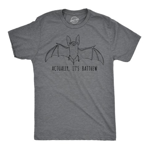 Мужские футболки Crazy Dog T-Shirts, Inc. Mens Funny T Shirts Actually Its Batthew Sarcastic Bat Graphic Tee for Men - Crazy Dog Men's T Shirt for Animal Lovers Dark Grey M