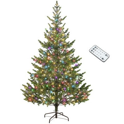 HOMCOM 6ft Artificial Sparse Cedar Christmas Tree with LED Lights, Remote Control and Steel Base