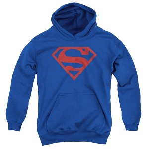 Boys’ Superman Red On Black Shield Hooded Sweatshirt - 1 of 4