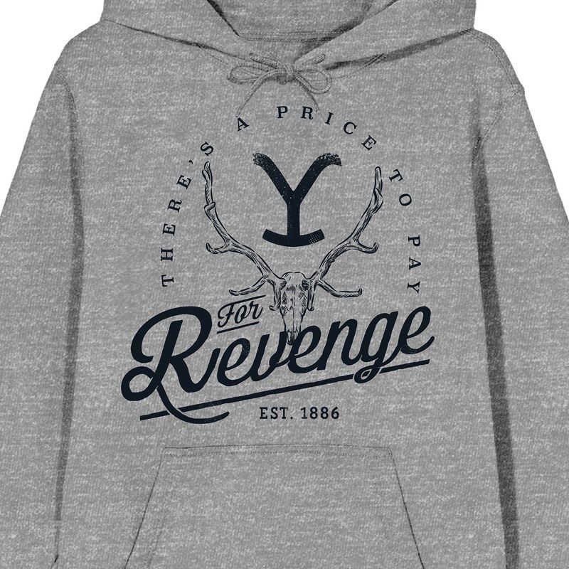 Yellowstone There's A Price To Pay For Revenge Athletic Heather Adult Hooded Sweatshirt, 2 of 4