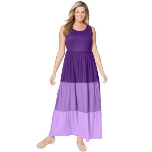 Woman Within Plus Size Colorblock Tiered Dress - 1 of 4
