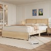 Natural Rattan Bed Frame with Wood Headboard, 2 Storage Drawers, RGB LED Lights, Boho Platform Bed with Wooden Slats, No Box Spring Needed - 4 of 4