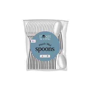 Posh Setting 4 Inch Mini Plastic Silver Tasting Spoon - 36 Count - 1 of 4