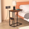 VECELO C Shaped End Table for Sofa Couch and Bed, Small Side Table for Living Room Bedroom, Snack TV Tray Laptop Table with Metal Frame, - 3 of 4