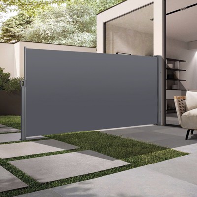 VisioGear Awnings, Retractable Side Screen Awning, Patio Privacy Screen for Garden, Balcony, Dark Grey, 118.1"*1.58"*70.8"