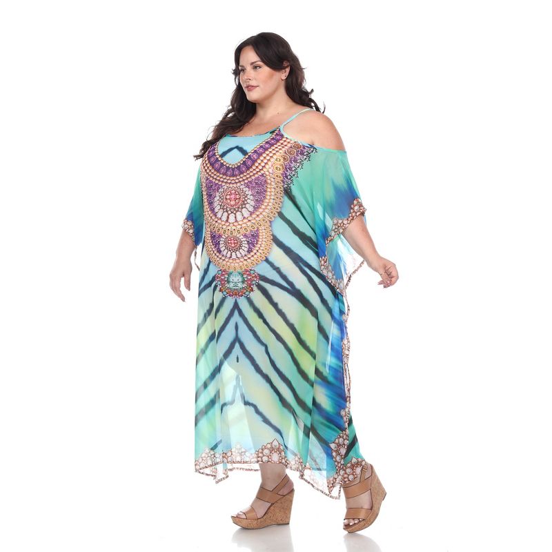 Plus Size Sheer Caftan Maxi Dress - One Size Fits Most Plus - White Mark, 3 of 6