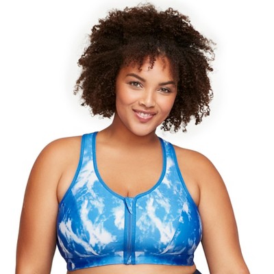 Parfait Women's Wave Wire-free Zip Front Sports Bra - Nautical Blue - 40ddd  : Target