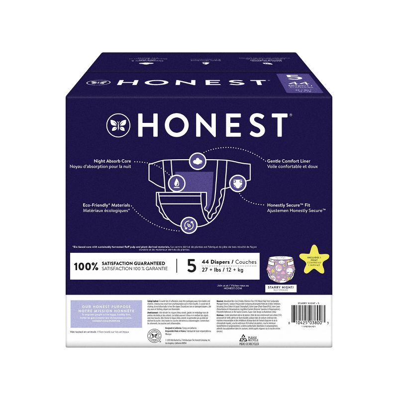 The Honest Company Clean Conscious Disposable Overnight Diapers Cozy Cloud + Star Signs - Size 5 - 44ct, 2 of 5